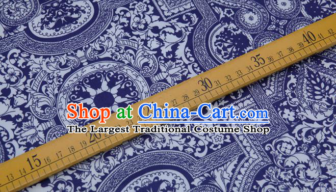 Chinese Classical Pattern Blue Brocade Cheongsam Silk Fabric Chinese Traditional Satin Fabric Material