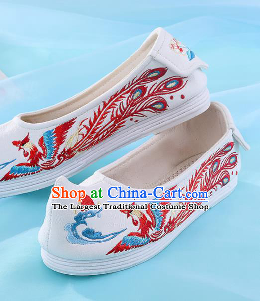 Chinese Traditional Embroidered Red Phoenix Shoes Hanfu Cloth Shoes Handmade Ancient Princess Shoes for Women