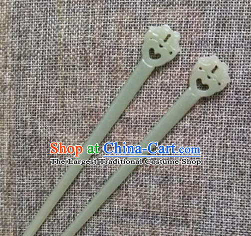 Chinese Handmade Jade Hairpins Carving Mandarin Duck Jade Hair Clip Hair Accessories for Women for Men