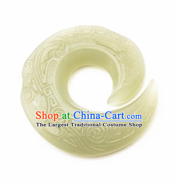 Chinese Handmade Carving Pattern Jade Pendant Jewelry Accessories Ancient Traditional Jade Craft Decoration