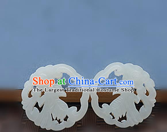 Chinese Handmade Jade Carving Magpie Pendant Jewelry Accessories Ancient Traditional Jade Craft Decoration