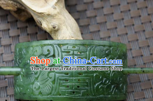 Chinese Handmade Jade Hairpins Ancient Green Jade Carving Hair Crown Hair Accessories for Women for Men