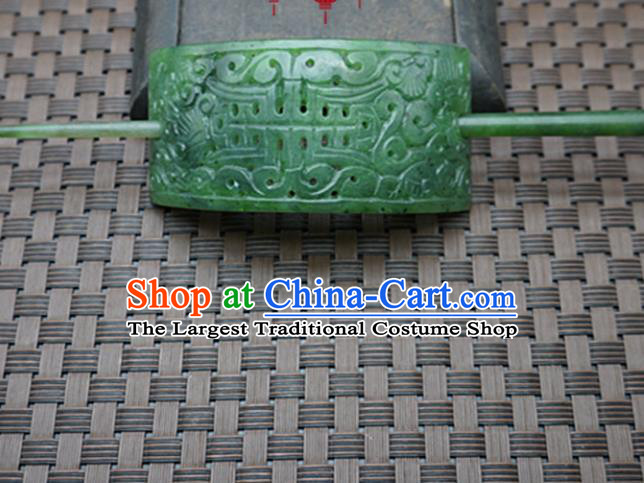 Chinese Handmade Green Jade Carving Hairdo Crown Ancient Jade Hairpins Hair Accessories for Women for Men
