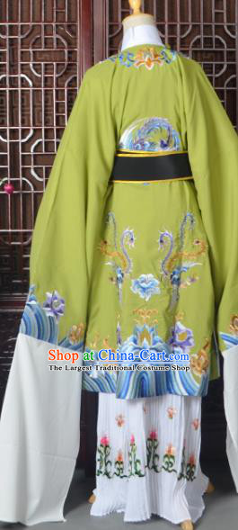Handmade Chinese Beijing Opera Old Women Costume Peking Opera Actress Green Embroidered Dress for Women
