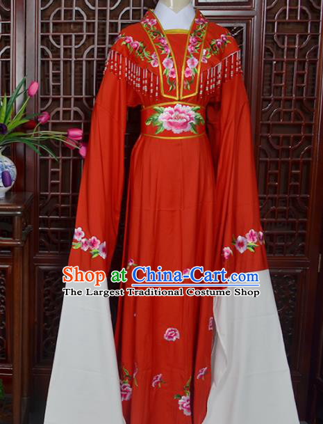 Handmade Chinese Beijing Opera Actress Embroidered Red Dress Peking Opera Princess Costume for Women