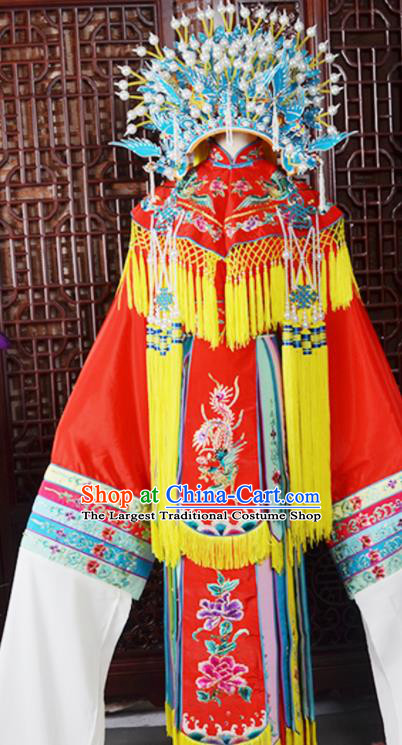 Handmade Chinese Beijing Opera Imperial Consort Red Embroidered Dress Traditional Peking Opera Diva Costume for Women