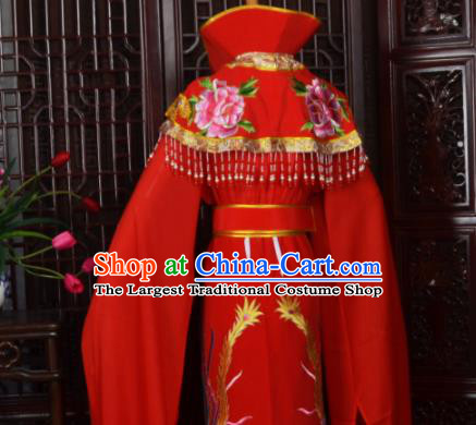 Handmade Chinese Beijing Opera Princess Red Embroidered Dress Traditional Peking Opera Diva Costume for Women