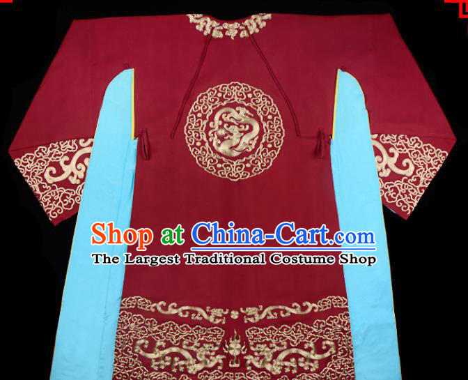Handmade Chinese Beijing Opera Costume Traditional Peking Opera Minister Embroidered Red Robe for Men