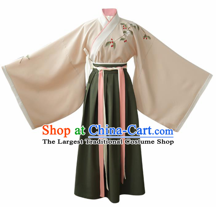 Ancient Chinese Han Dynasty Court Lady Hanfu Dress Traditional Princess Embroidered Historical Costume for Women