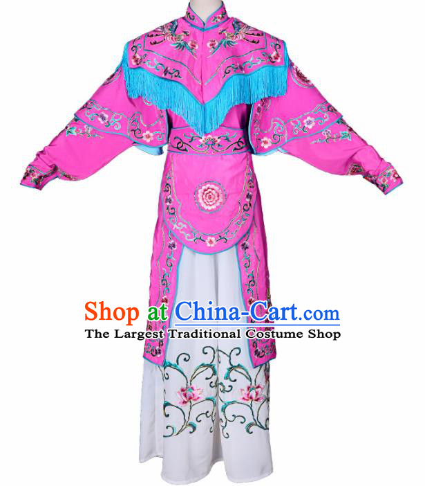 Handmade Chinese Beijing Opera Embroidered Rosy Dress Traditional Peking Opera Female Warrior Costume for Women