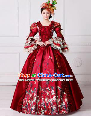 Europe Medieval Traditional Court Dance Ball Costume European Queen Red Dress for Women