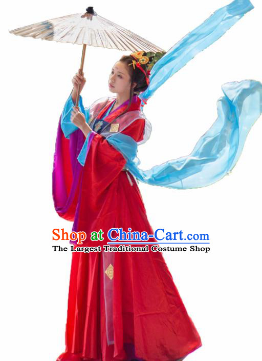 Traditional Chinese Cosplay Imperial Consort Red Hanfu Dress Ancient Peri Princess Costume for Women