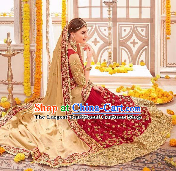 Asian India Traditional Wedding Bride Sari Dress Indian Bollywood Court Costume for Women