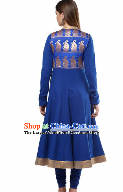 South Asian India Traditional Punjabi Royalblue Dress Costume Asia Indian National Costume for Women