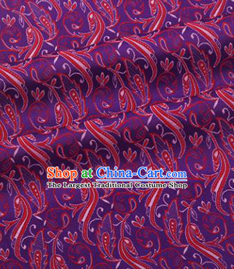 Chinese Traditional Luxuriant Pattern Design Purple Brocade Hanfu Silk Fabric Tang Suit Fabric Material