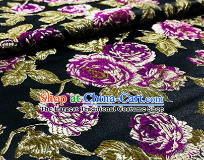 Chinese Traditional Purple Peony Pattern Design Brocade Hanfu Silk Fabric Tang Suit Fabric Material