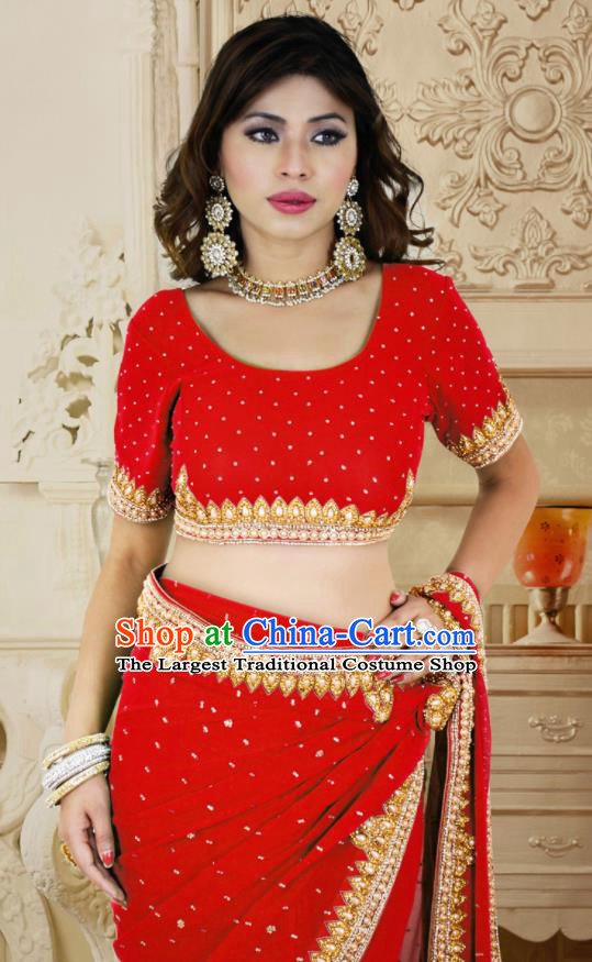 Indian Traditional Court Red Sari Dress Asian India Bollywood Royal Princess Costume for Women
