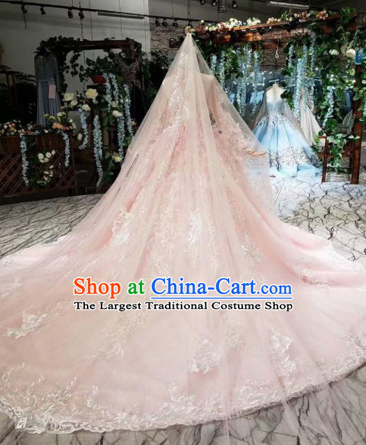 Top Grade Customize Embroidered Pink Feather Full Dress Court Princess Waltz Dance Costume for Women