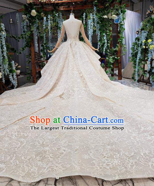 Top Grade Customize Bride Embroidered Pink Trailing Full Dress Court Princess Wedding Costume for Women