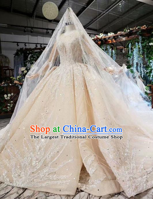 Handmade Customize Embroidered Trailing Wedding Dress Court Princess Bride Costume for Women