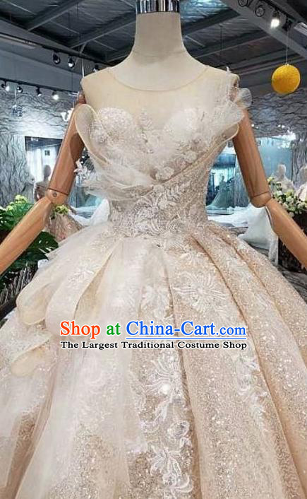 Handmade Customize Princess Shimmer Trailing Wedding Dress Court Bride Embroidered Costume for Women