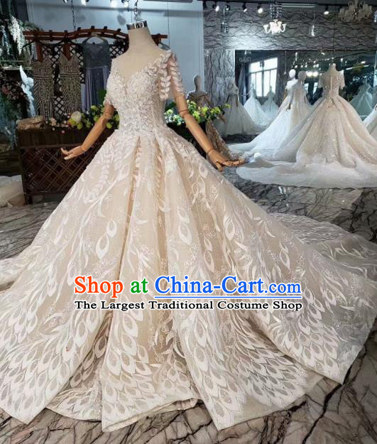 Handmade Customize Princess Embroidered Wedding Mullet Dress Court Bride Costume for Women