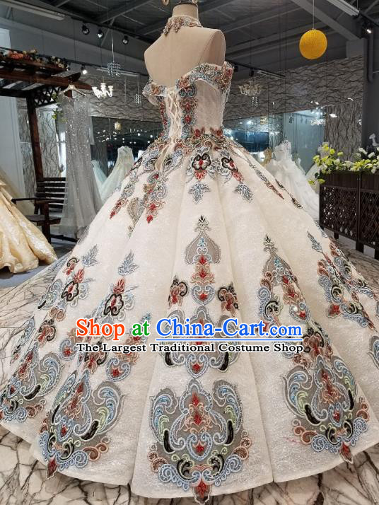 Top Grade Full Dress Customize Modern Fancywork Princess Waltz Dance Costume for Women