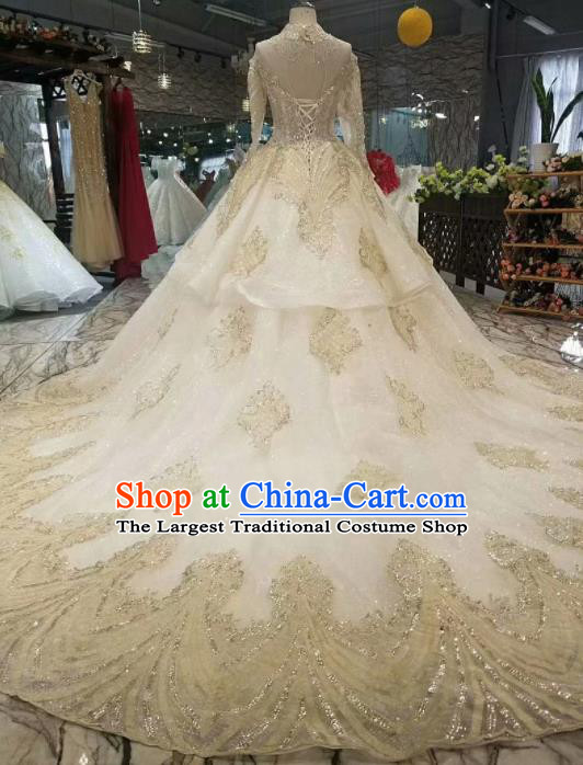 Customize Handmade Princess Fantasy Embroidered Beads Full Dress Wedding Court Bride Costume for Women