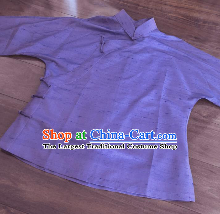 Chinese Traditional Handmade Purple Shirt National Costume Upper Outer Garment for Women