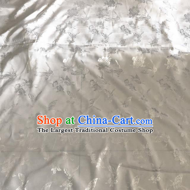 Asian Chinese Traditional Butterfly Peony Pattern Design Grey Brocade Fabric Silk Fabric Chinese Fabric Asian Material
