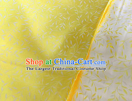 Asian Chinese Traditional Willow Branch Pattern Design Yellow Brocade Fabric Silk Fabric Chinese Fabric Asian Material