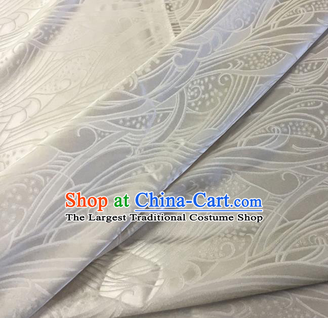 Asian Chinese Traditional Feather Pattern Design White Brocade Fabric Silk Fabric Chinese Fabric Asian Material