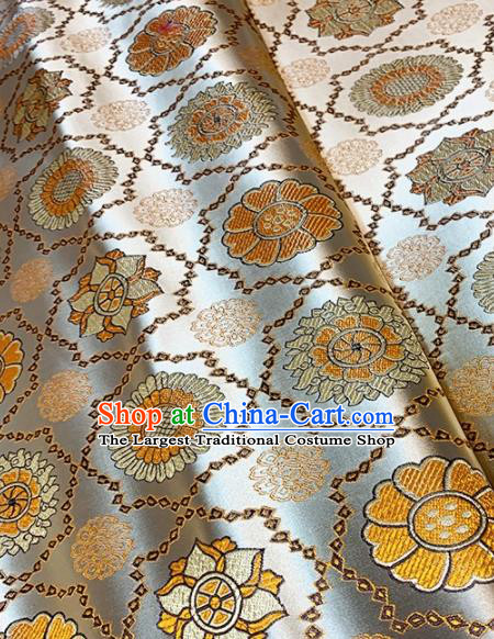 Asian Chinese Traditional Sunflowers Pattern Design White Brocade Fabric Silk Fabric Chinese Fabric Asian Material