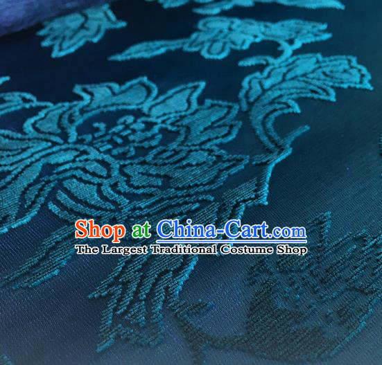 Chinese Traditional Peony Pattern Design Blue Brocade Fabric Asian Silk Fabric Chinese Fabric Material