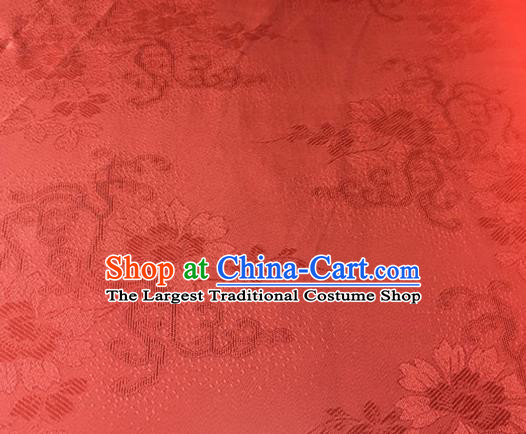 Chinese Traditional Cirrus Flowers Pattern Design Red Brocade Fabric Asian Silk Fabric Chinese Fabric Material