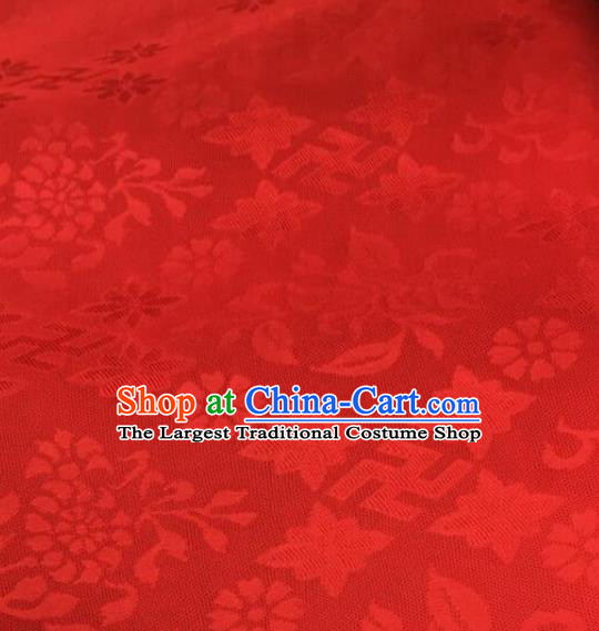 Chinese Traditional Rich Flowers Pattern Design Red Brocade Fabric Asian Silk Fabric Chinese Fabric Material
