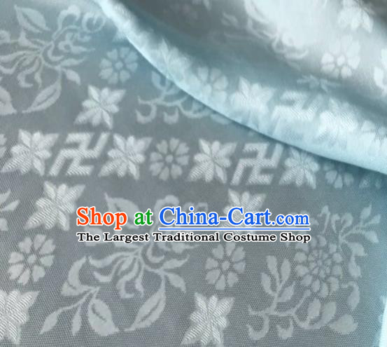 Chinese Traditional Rich Flowers Pattern Design Light Blue Brocade Fabric Asian Silk Fabric Chinese Fabric Material