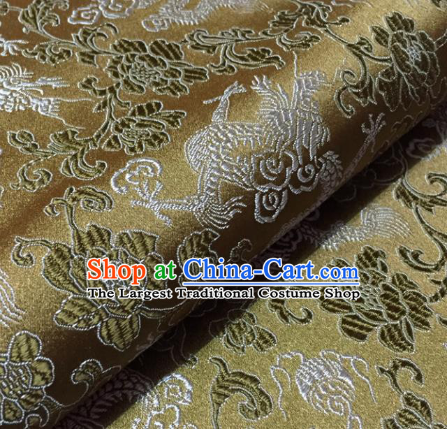 Chinese Traditional Dragon Peony Pattern Design Olive Green Brocade Fabric Asian Silk Fabric Chinese Fabric Material