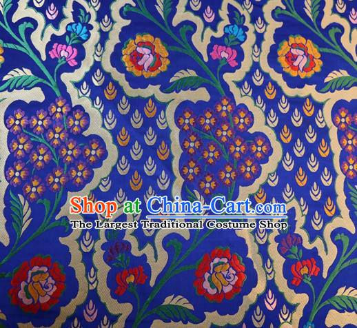 Chinese Classical Pattern Design Royalblue Brocade Traditional Hanfu Silk Fabric Tang Suit Fabric Material