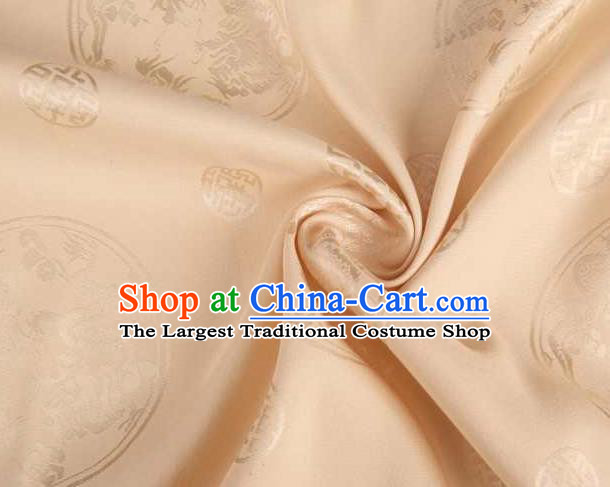 Chinese Classical Round Dragon Pattern Design Champagne Brocade Traditional Hanfu Silk Fabric Tang Suit Fabric Material