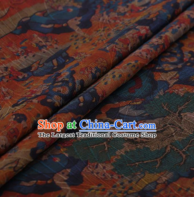 Traditional Chinese Satin Classical Children Pattern Design Watered Gauze Brocade Fabric Asian Silk Fabric Material