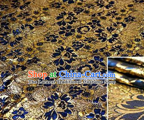 Chinese Classical Begonia Pattern Design Royalblue Brocade Asian Traditional Hanfu Silk Fabric Tang Suit Fabric Material