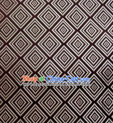 Chinese Classical Rhombus Pattern Design Brown Brocade Asian Traditional Hanfu Silk Fabric Tang Suit Fabric Material