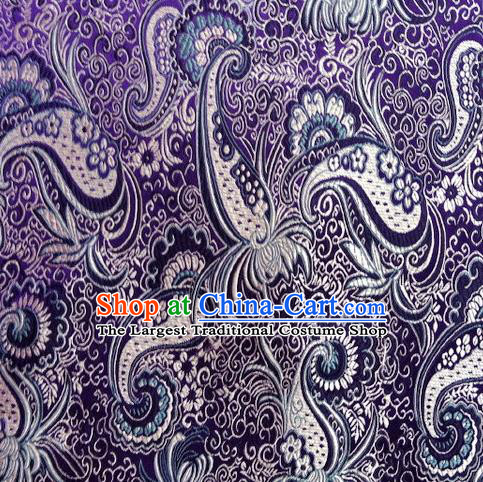 Chinese Classical Charonia Pattern Design Purple Brocade Asian Traditional Hanfu Silk Fabric Tang Suit Fabric Material