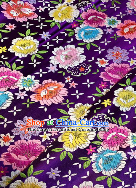 Chinese Classical Flowers Pattern Design Purple Brocade Asian Traditional Hanfu Silk Fabric Tang Suit Fabric Material