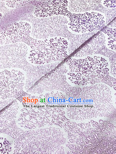 Chinese Classical Vase Pattern Design Purple Brocade Drapery Asian Traditional Tang Suit Silk Fabric Material