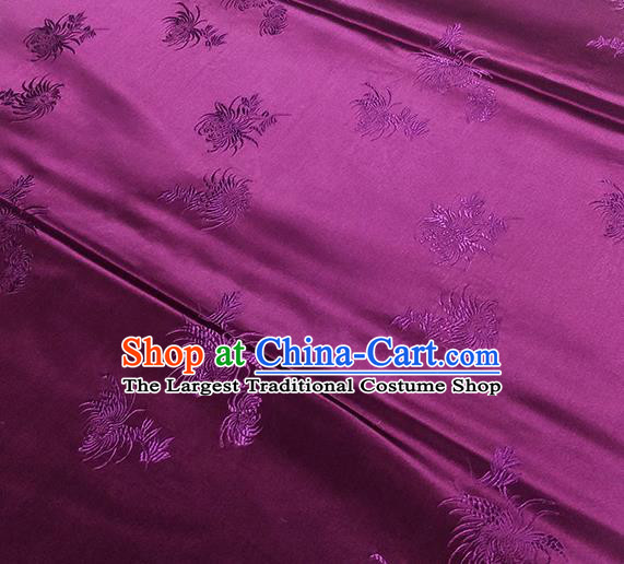 Traditional Chinese Classical Chrysanthemum Pattern Design Fabric Purple Brocade Tang Suit Satin Drapery Asian Silk Material