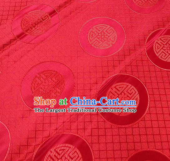 Traditional Chinese Classical Lucky Pattern Design Fabric Red Brocade Tang Suit Satin Drapery Asian Silk Material