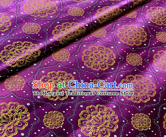 Traditional Chinese Classical Pattern Design Purple Brocade Satin Drapery Asian Tang Suit Silk Fabric Material