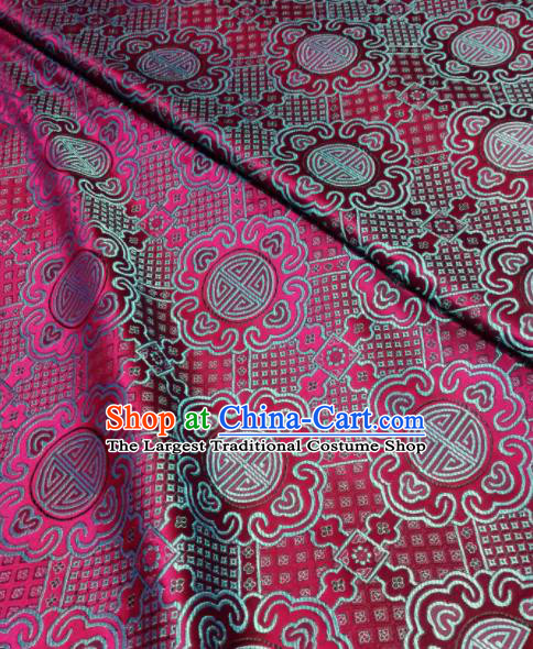 Asian Chinese Royal Pattern Design Rosy Brocade Fabric Traditional Tang Suit Satin Classical Drapery Silk Material